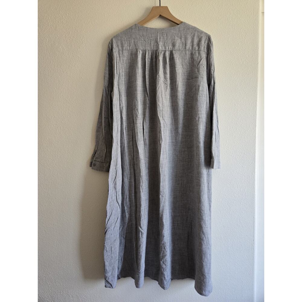 Zara Gray Chore Dress Long Sleeve Maxi Prairie Cottage Boho Lagenlook Country 2X - Picture 3 of 9
